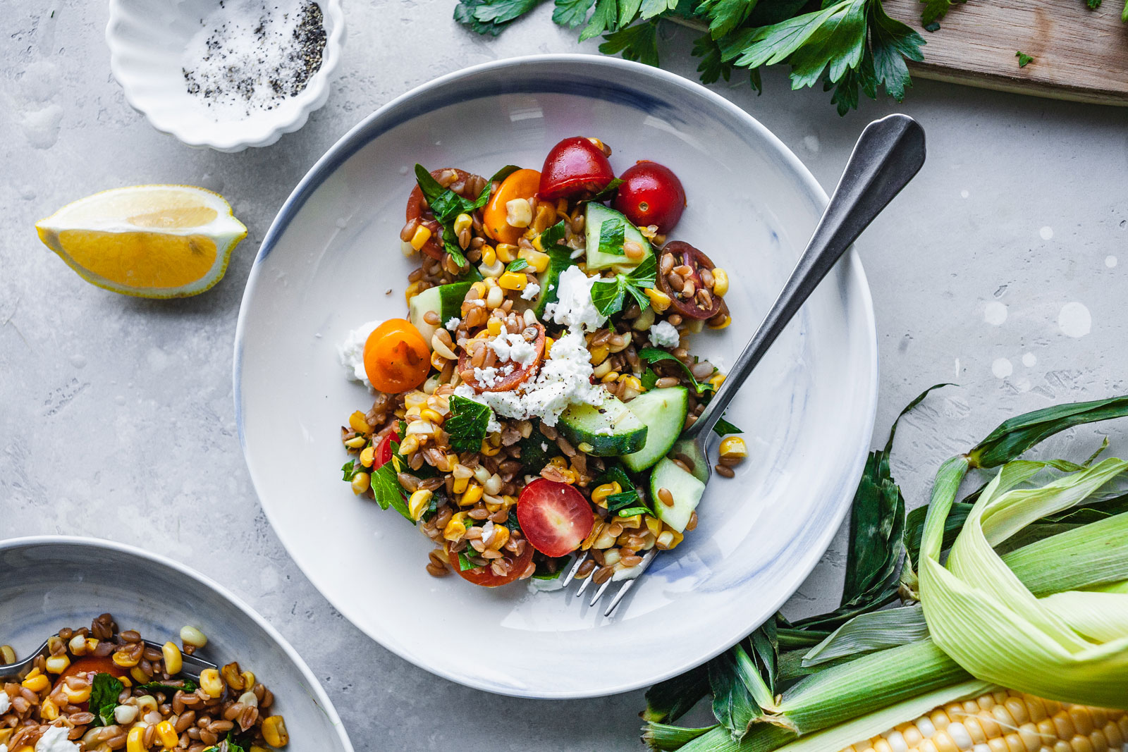 Skillet Corn With Farro Salad