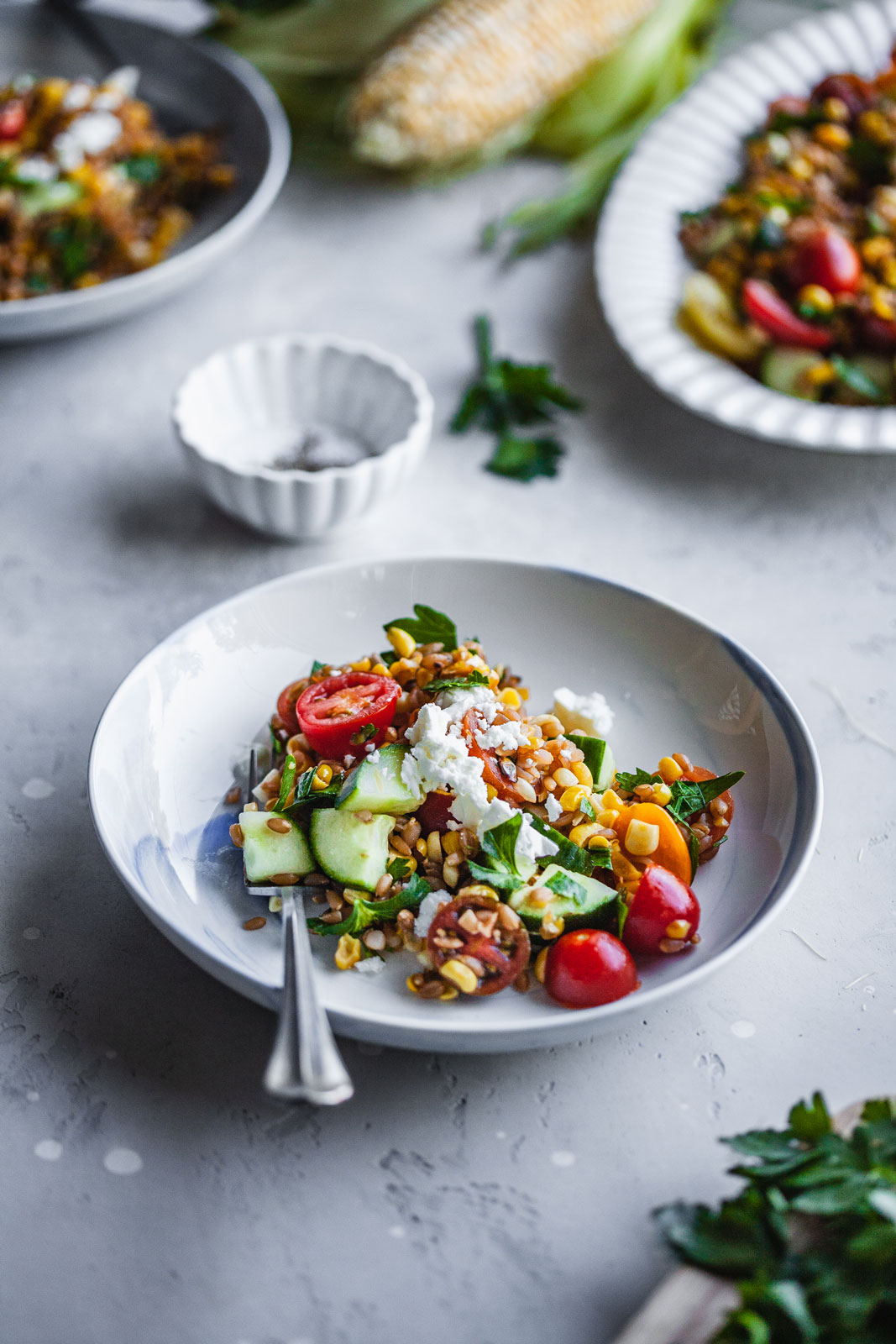 Skillet Corn With Farro Salad