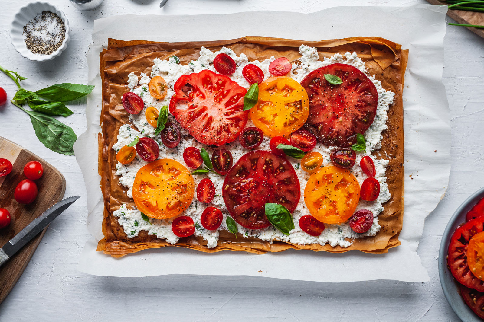 Tomato Phyllo Herbed Ricotta Tart