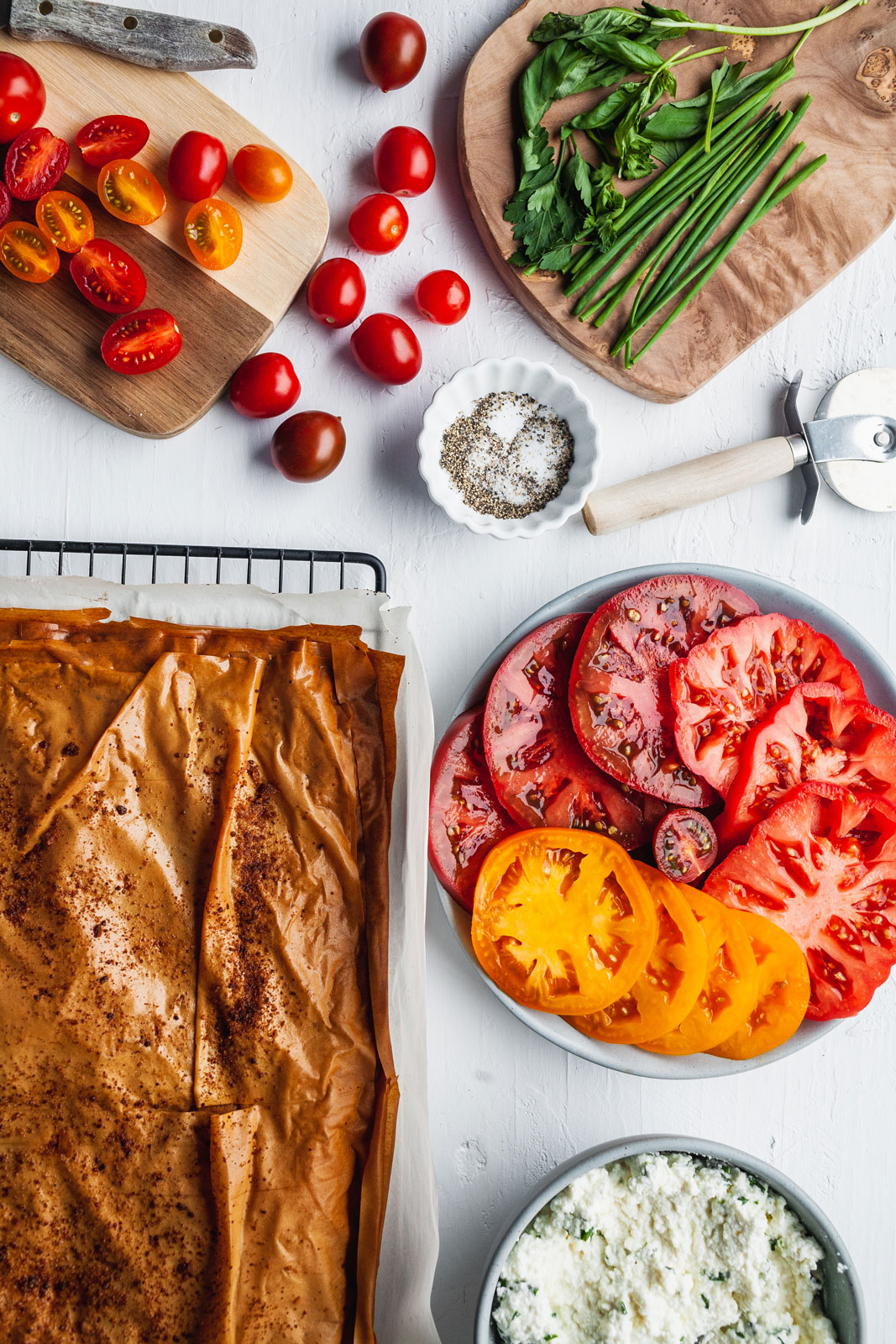 Tomato Phyllo Herbed Ricotta Tart