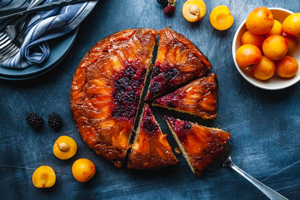 Lemony Plum And Blackberry Upside Down Cake