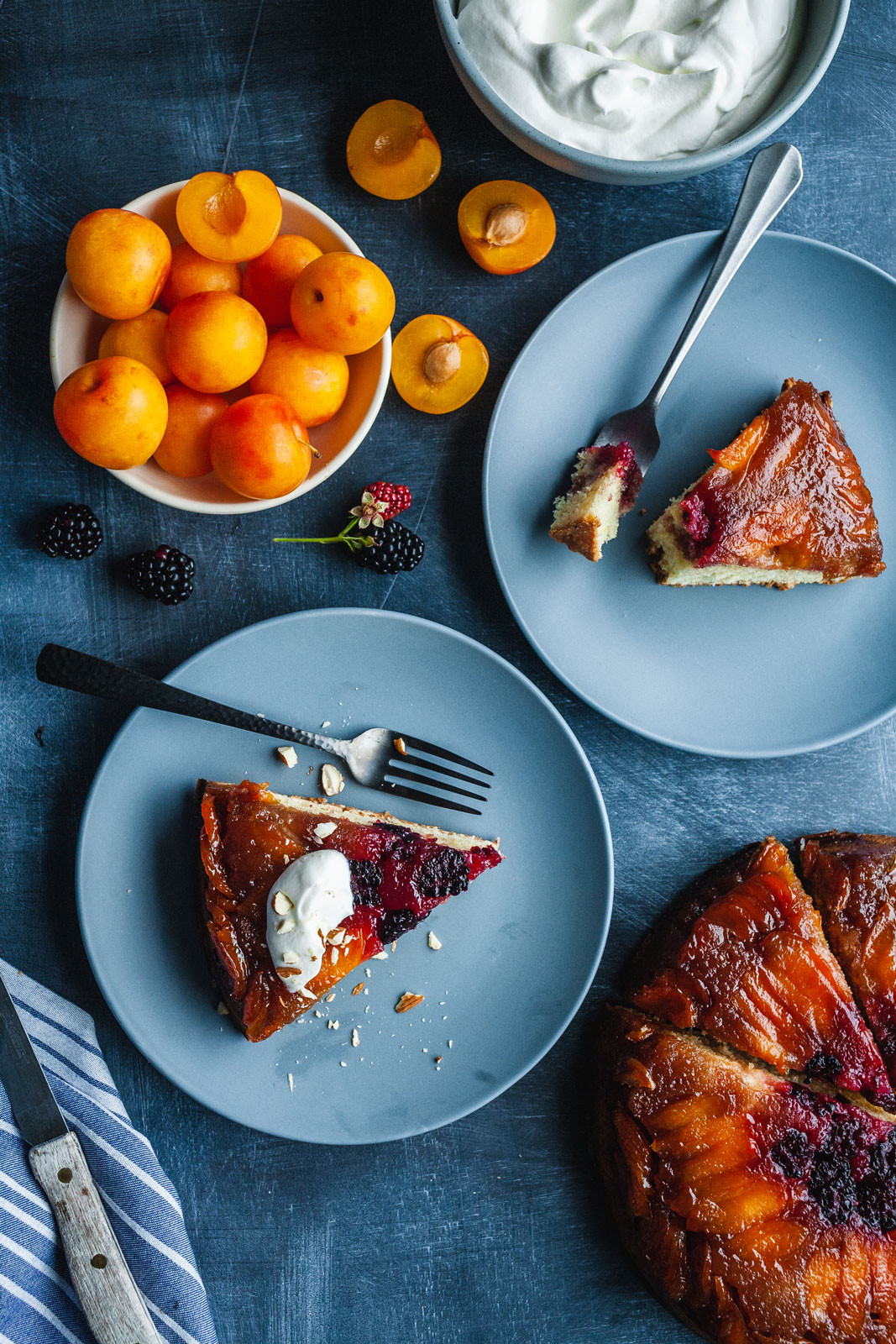 Lemony Plum And Blackberry Upside Down Cake