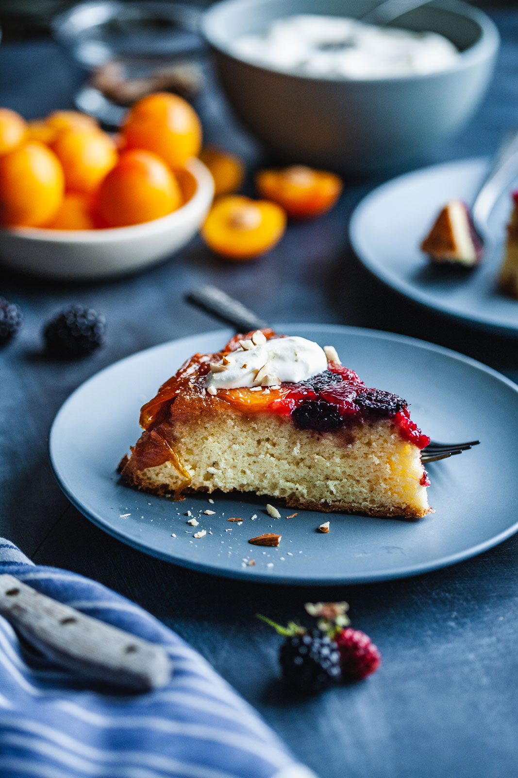 Lemony Plum And Blackberry Upside Down Cake