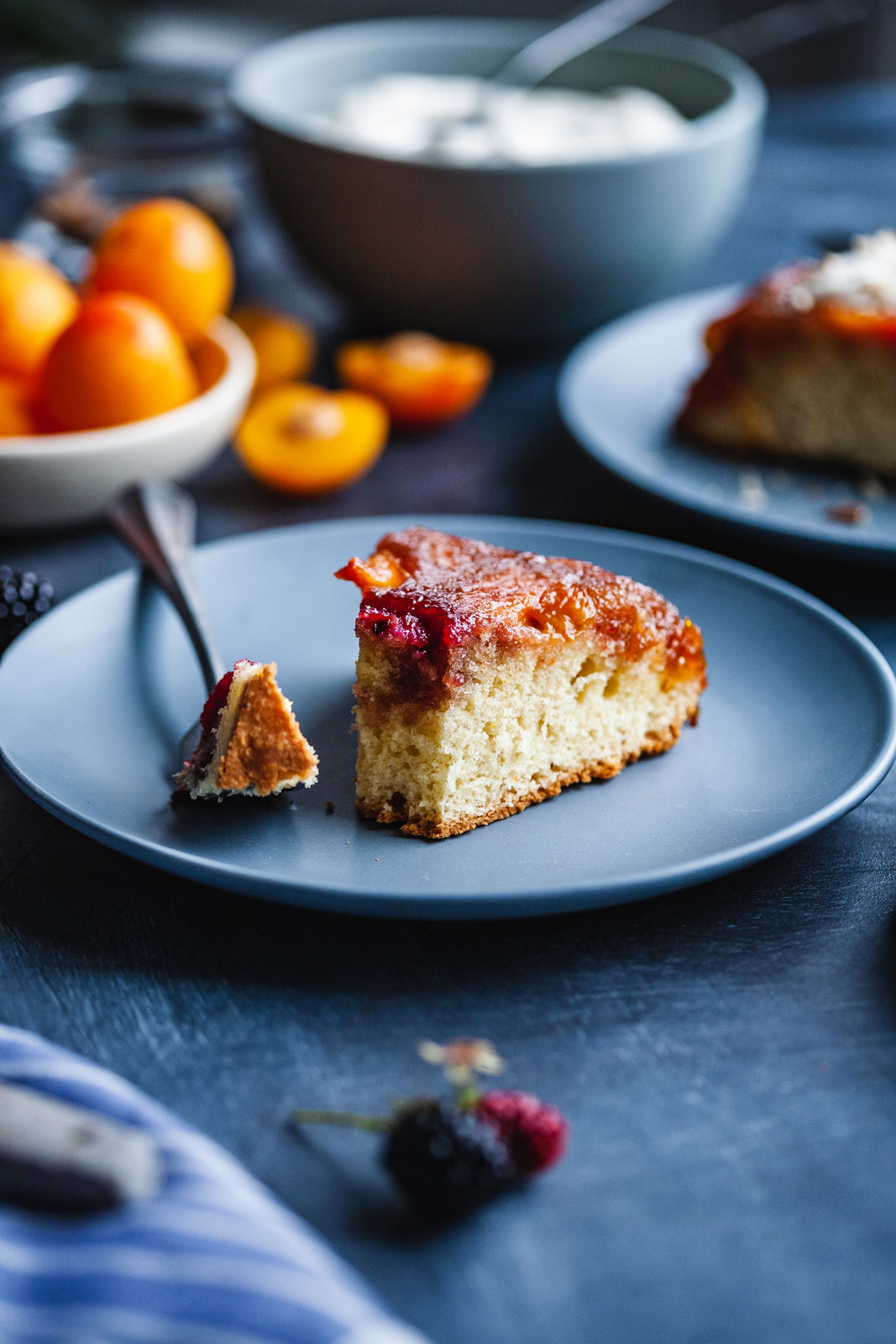 Lemony Plum And Blackberry Upside Down Cake