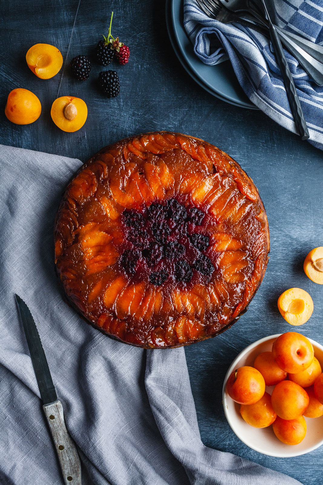 Lemony Plum And Blackberry Upside Down Cake