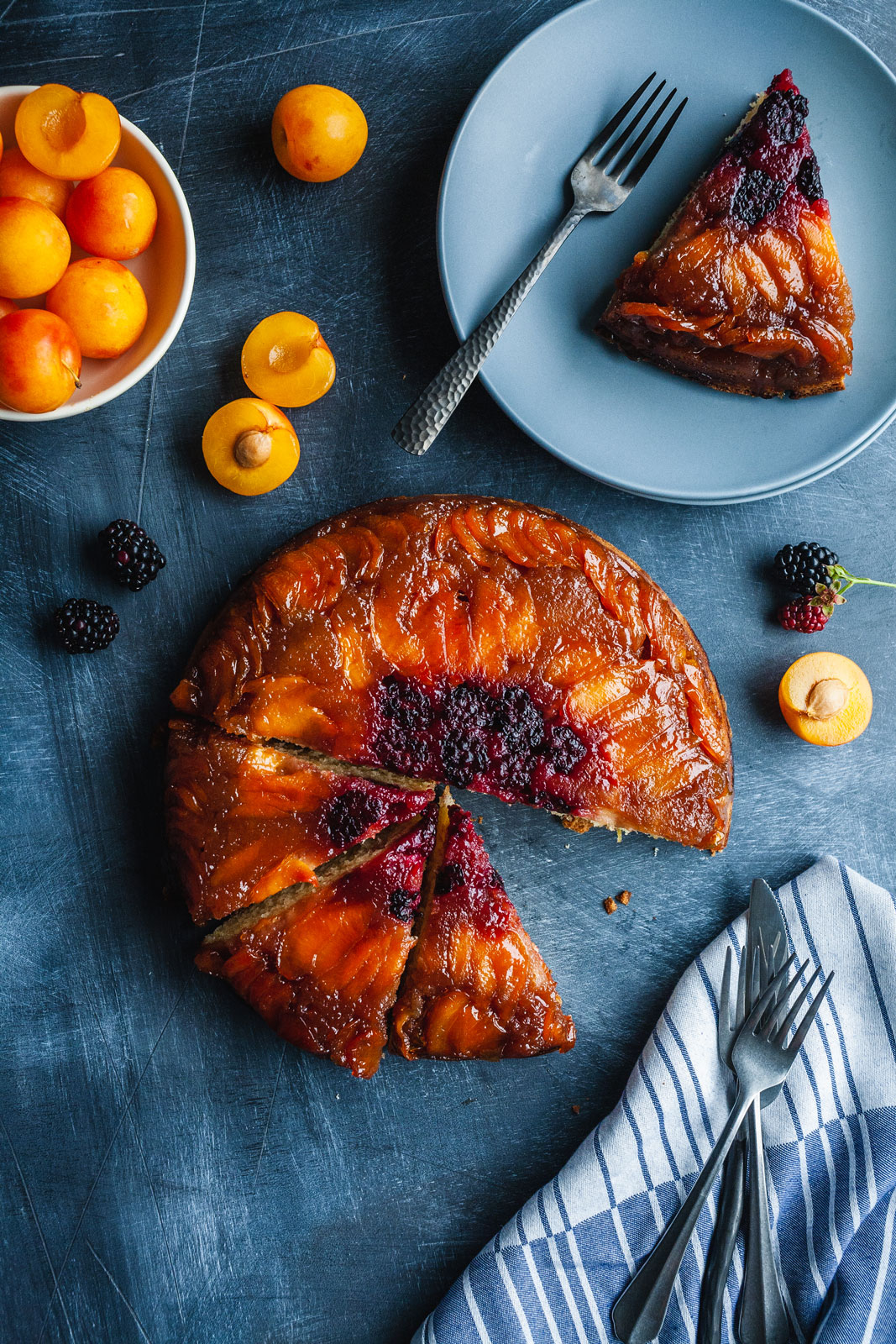 Lemony Plum And Blackberry Upside Down Cake