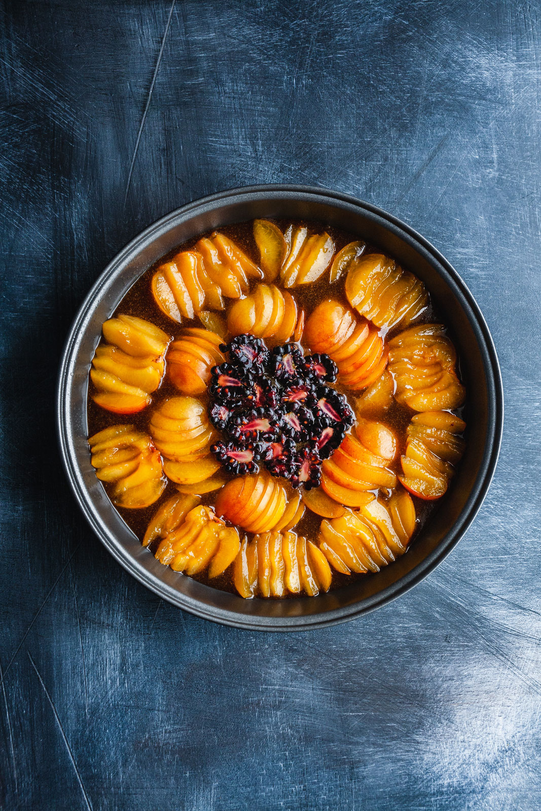 Lemony Plum And Blackberry Upside Down Cake