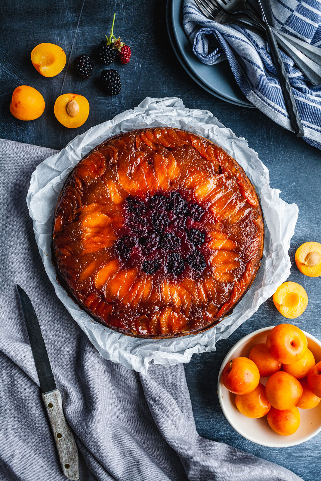 Lemony Plum And Blackberry Upside Down Cake