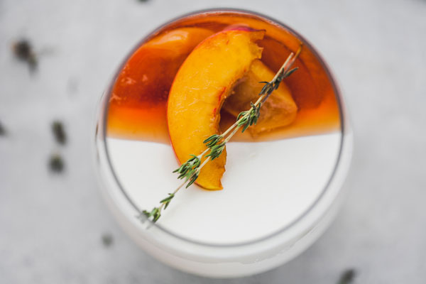 Vanilla Yoghurt Panna Cotta With Balsamic Thyme Roasted Peaches And Nectarines
