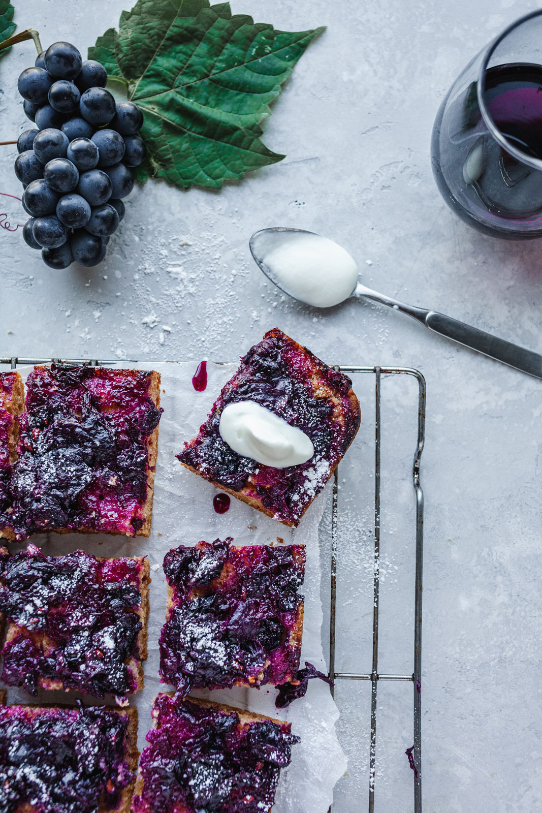 Roasted Grape Snack Cake