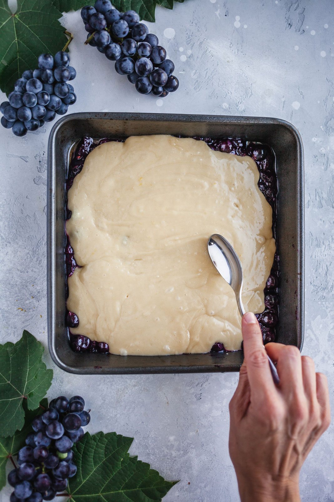 Roasted Grape Snack Cake