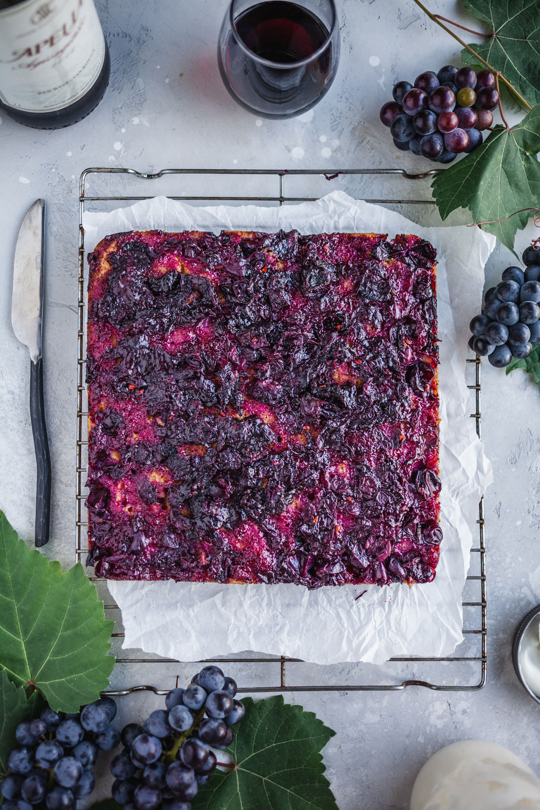 Roasted Grape Snack Cake