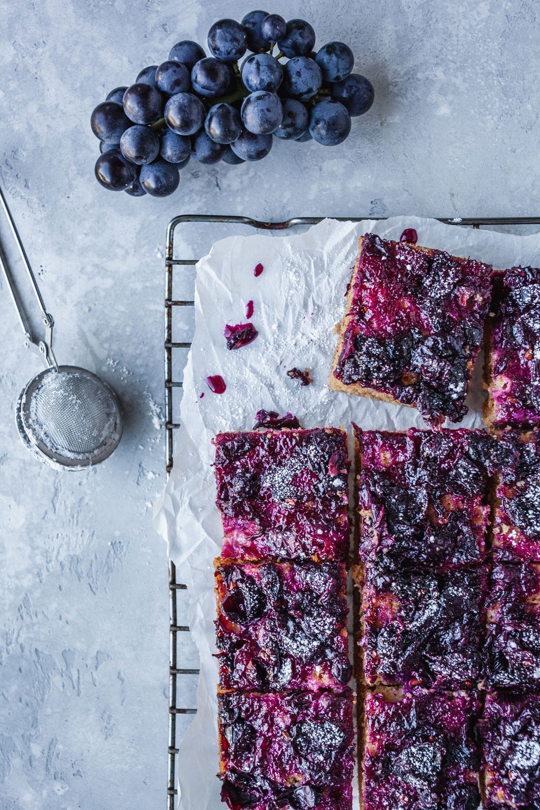 Roasted Grape Snack Cake