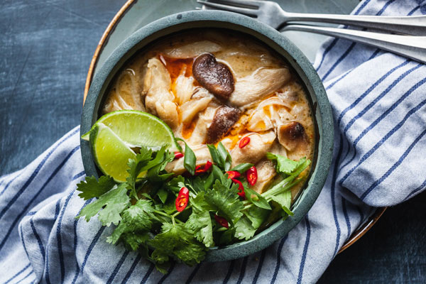 Thai Chicken Coconut And Noodles Soup (Tom Kha Gai)