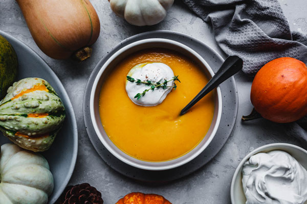 Classic Butternut Soup With Spiced Whipped Cream