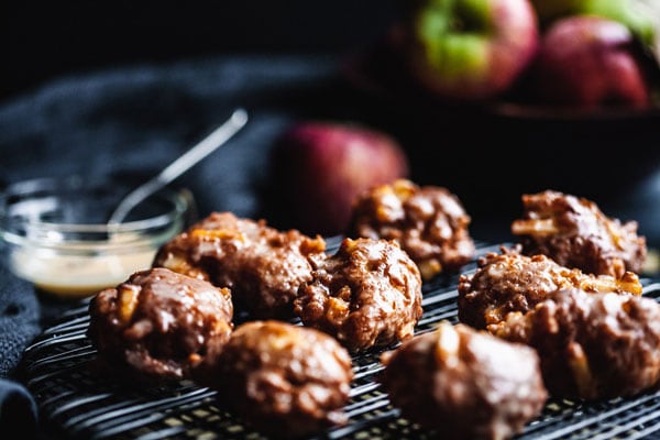 Chai Spiced Apple Cider Fritters With Maple Cider Glaze