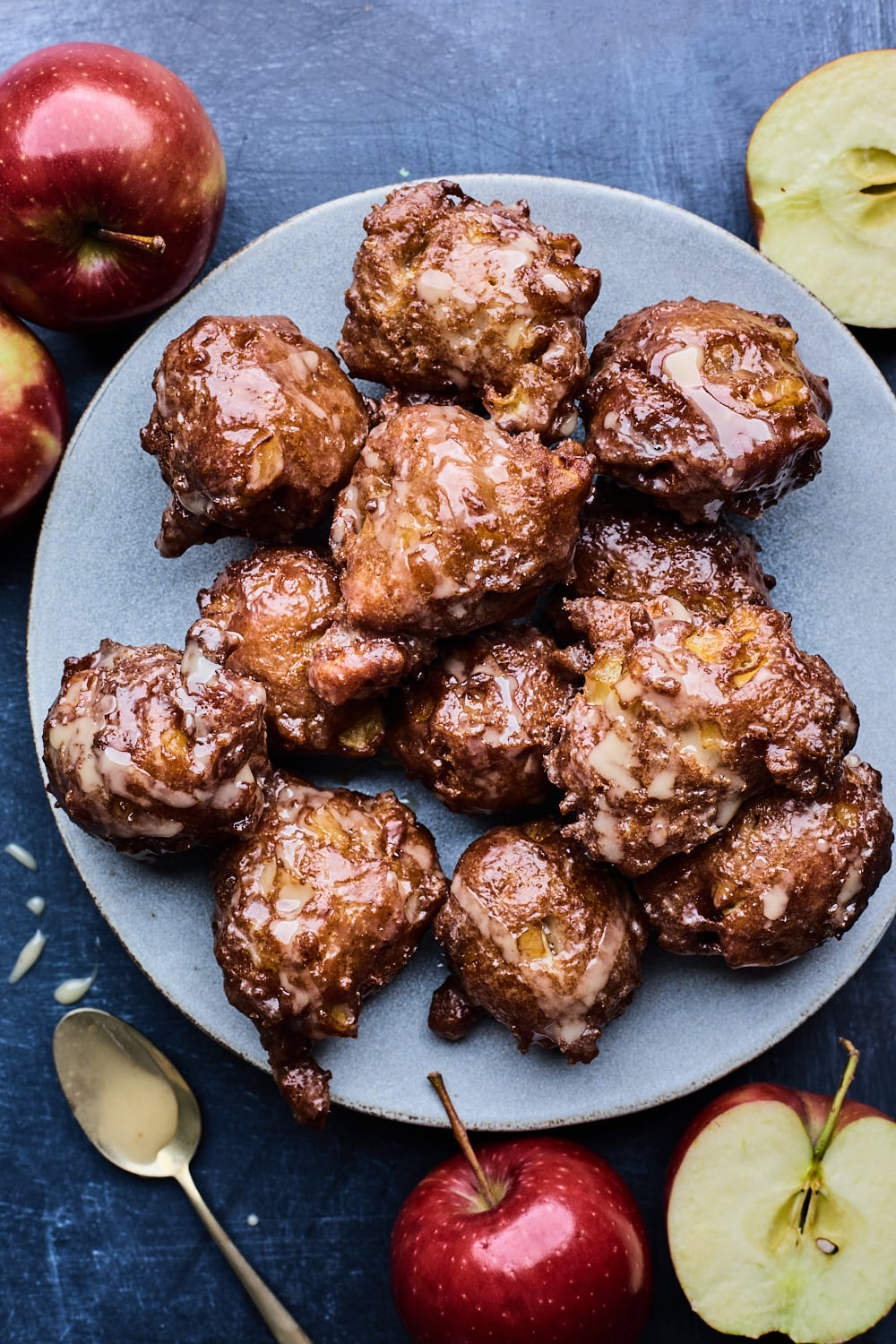 Chai Spiced Apple Cider Fritters With Maple Cider Glaze