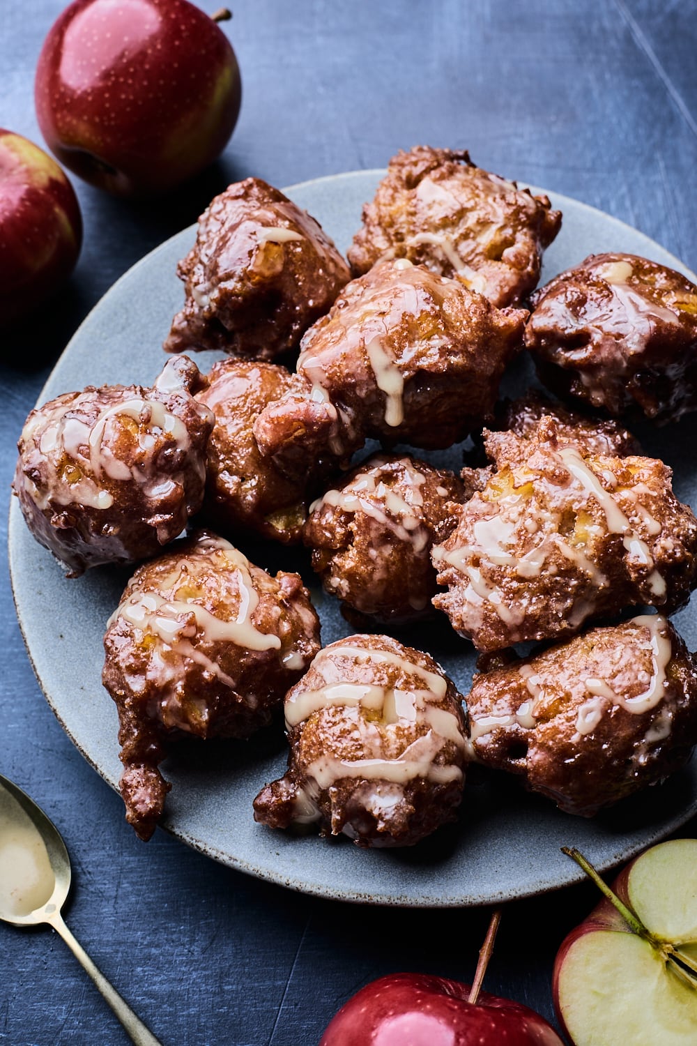 Chai Spiced Apple Cider Fritters With Maple Cider Glaze