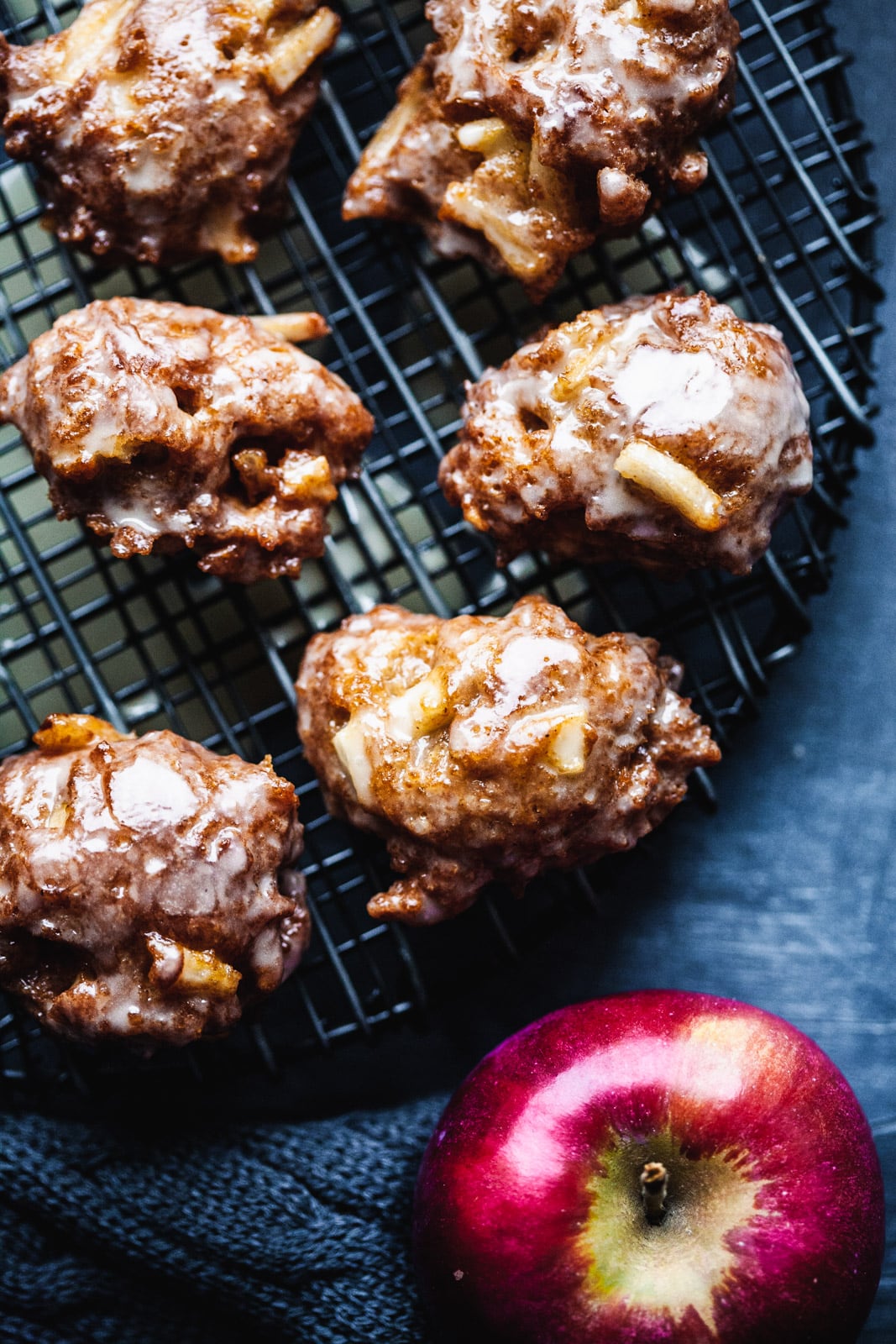 Chai Spiced Apple Cider Fritters With Maple Cider Glaze