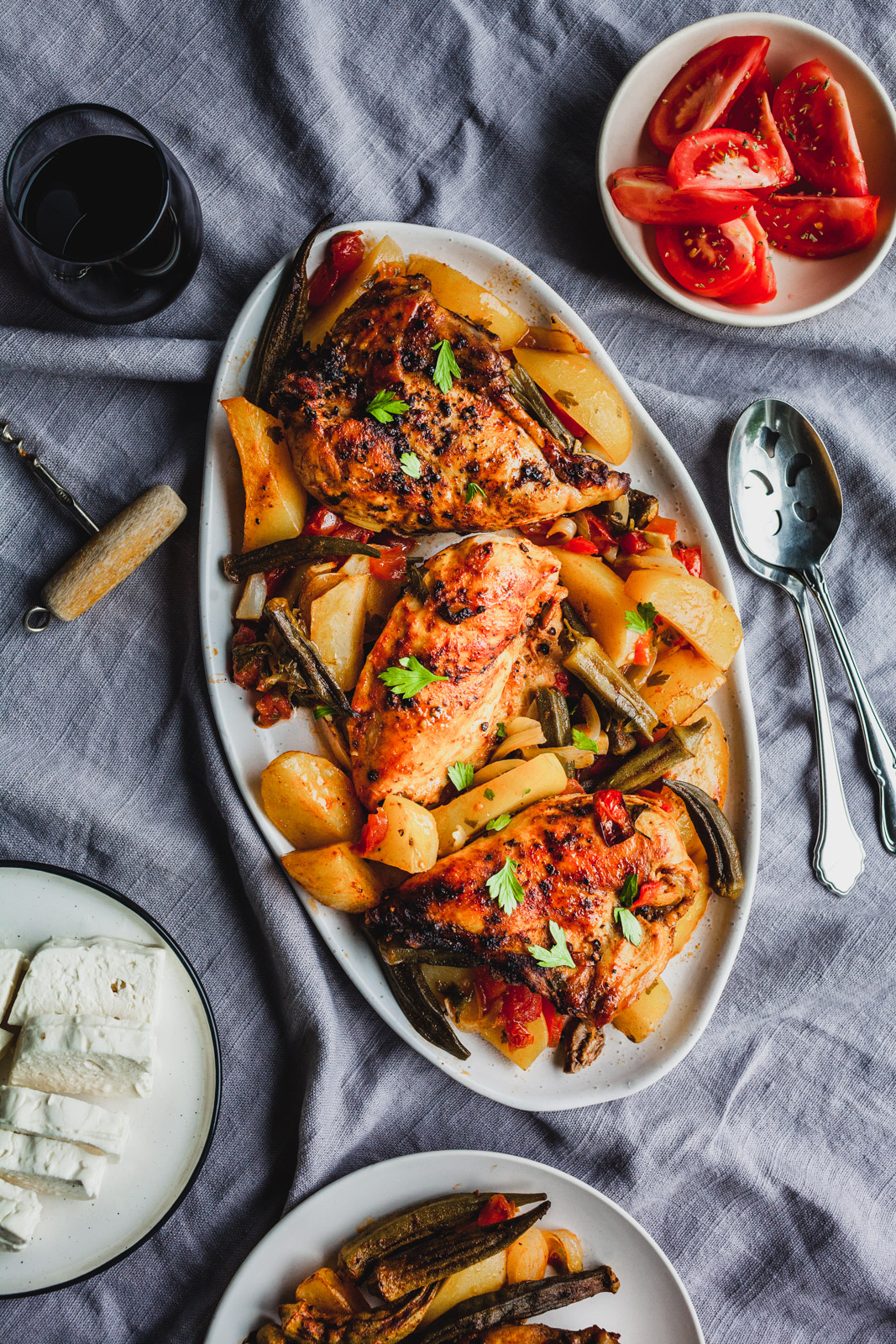 Roasted Balsamic Chicken And Potatoes With Okra