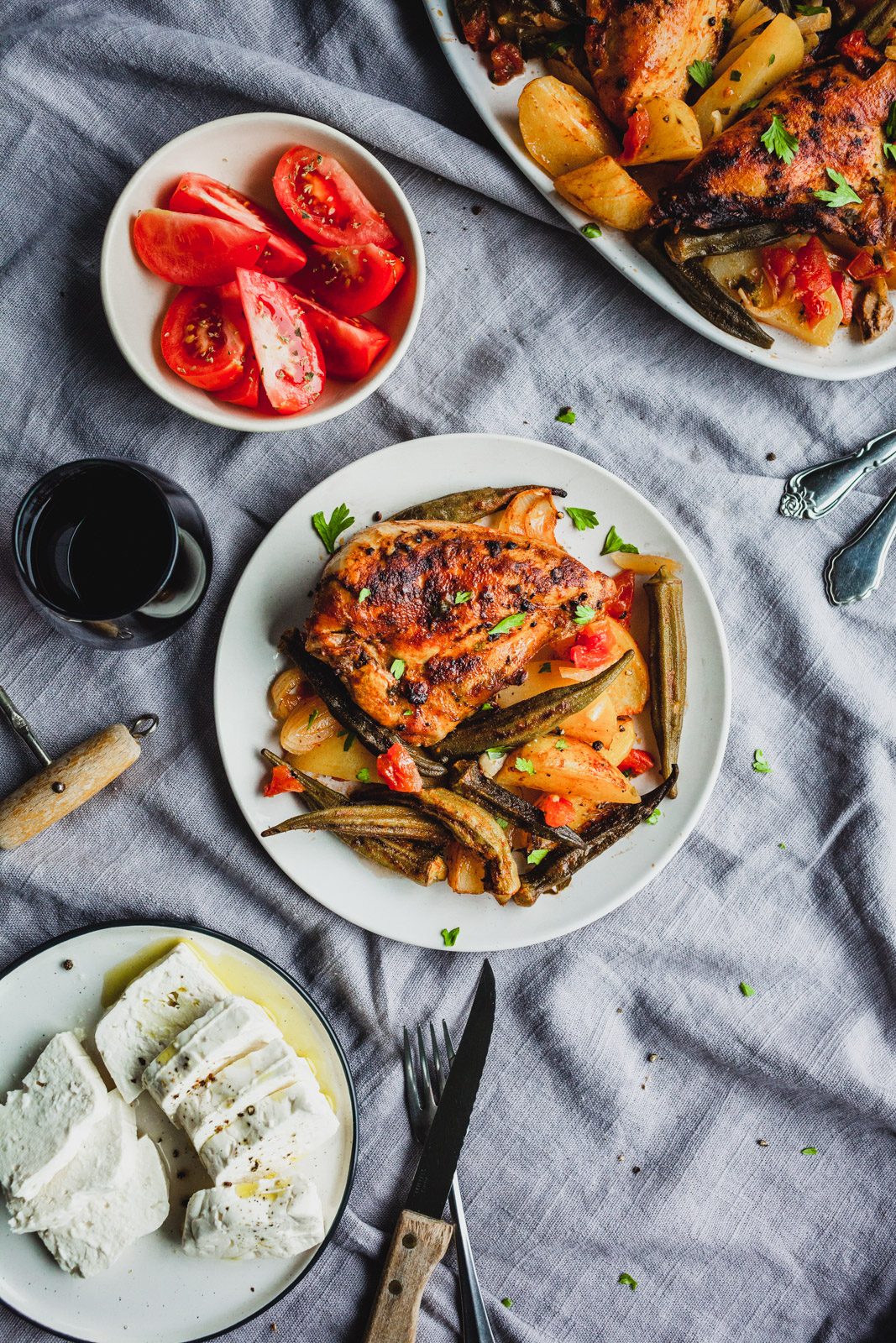 Roasted Balsamic Chicken And Potatoes With Okra