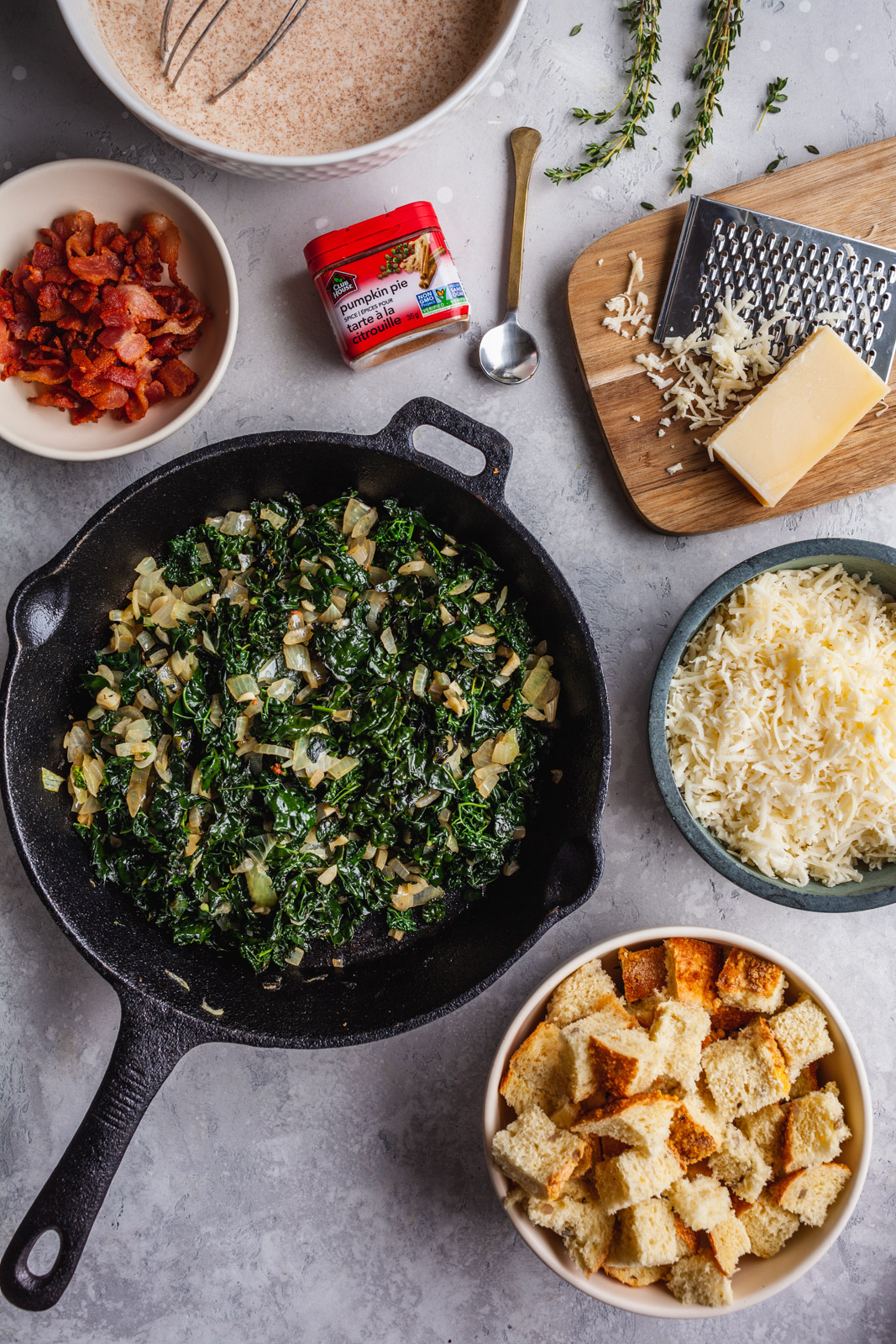 Stuffed Acorn Squash With Bacon And Kale Bread Pudding