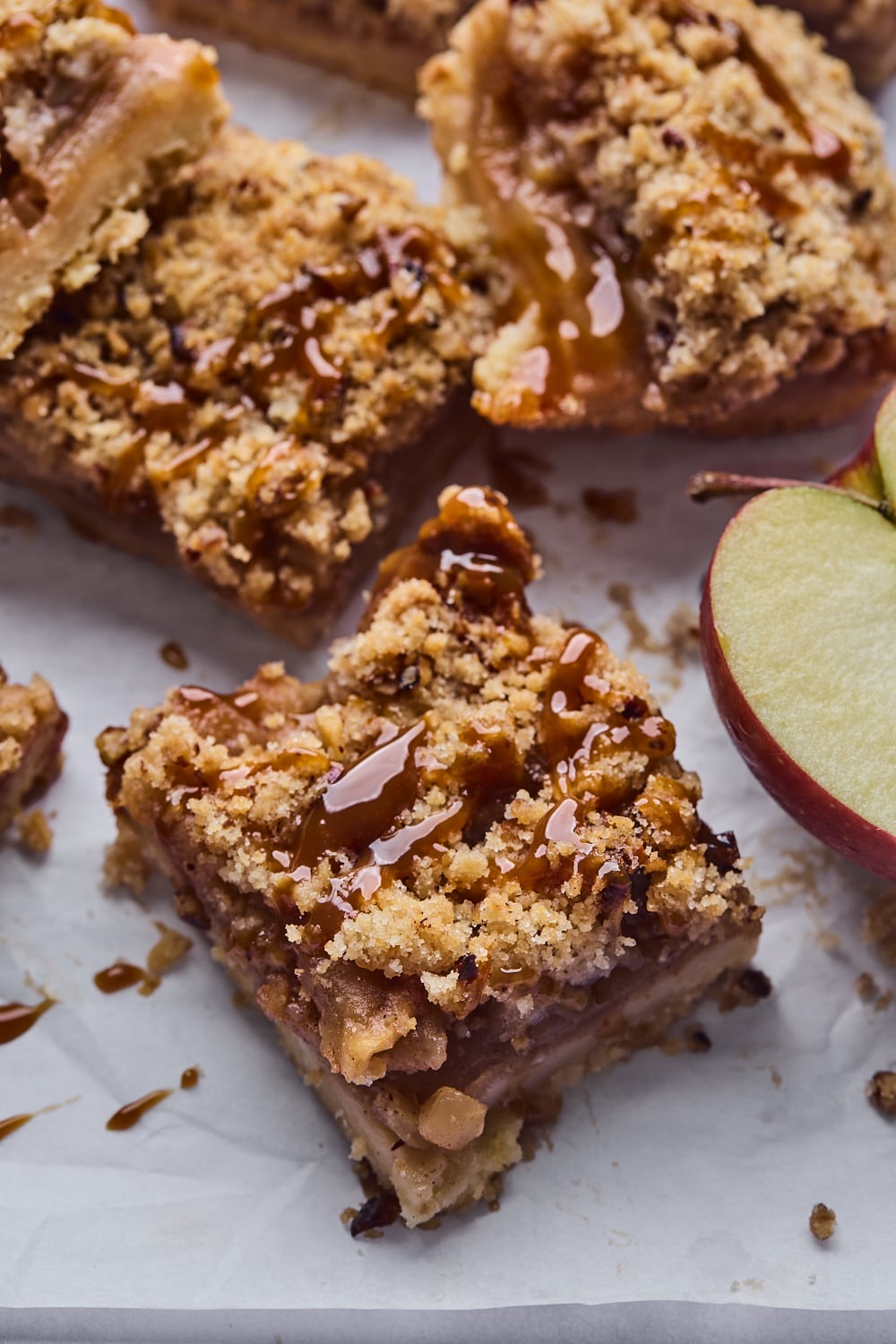 Apple Kuchen Bars With A Spiced Salted Pecan Caramel