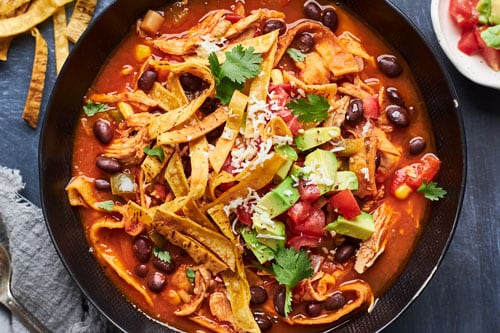 Chicken Tortilla Soup With Salsa And Homemade Tortillas