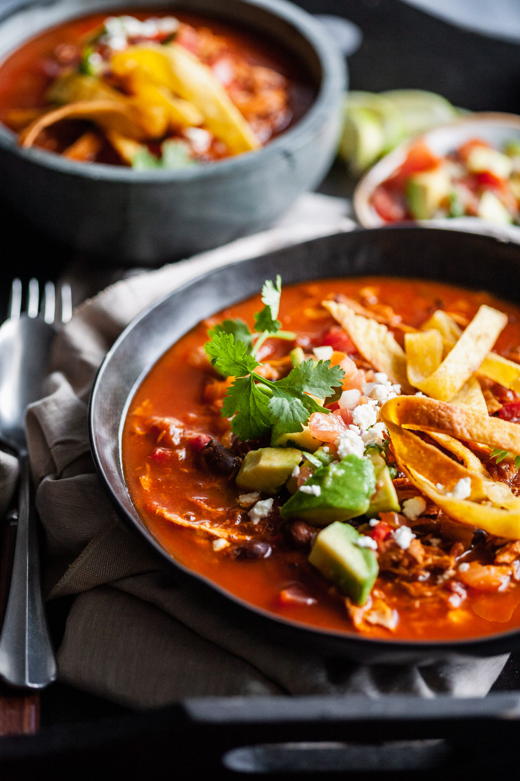 Chicken Tortilla Soup With Salsa And Homemade Tortillas