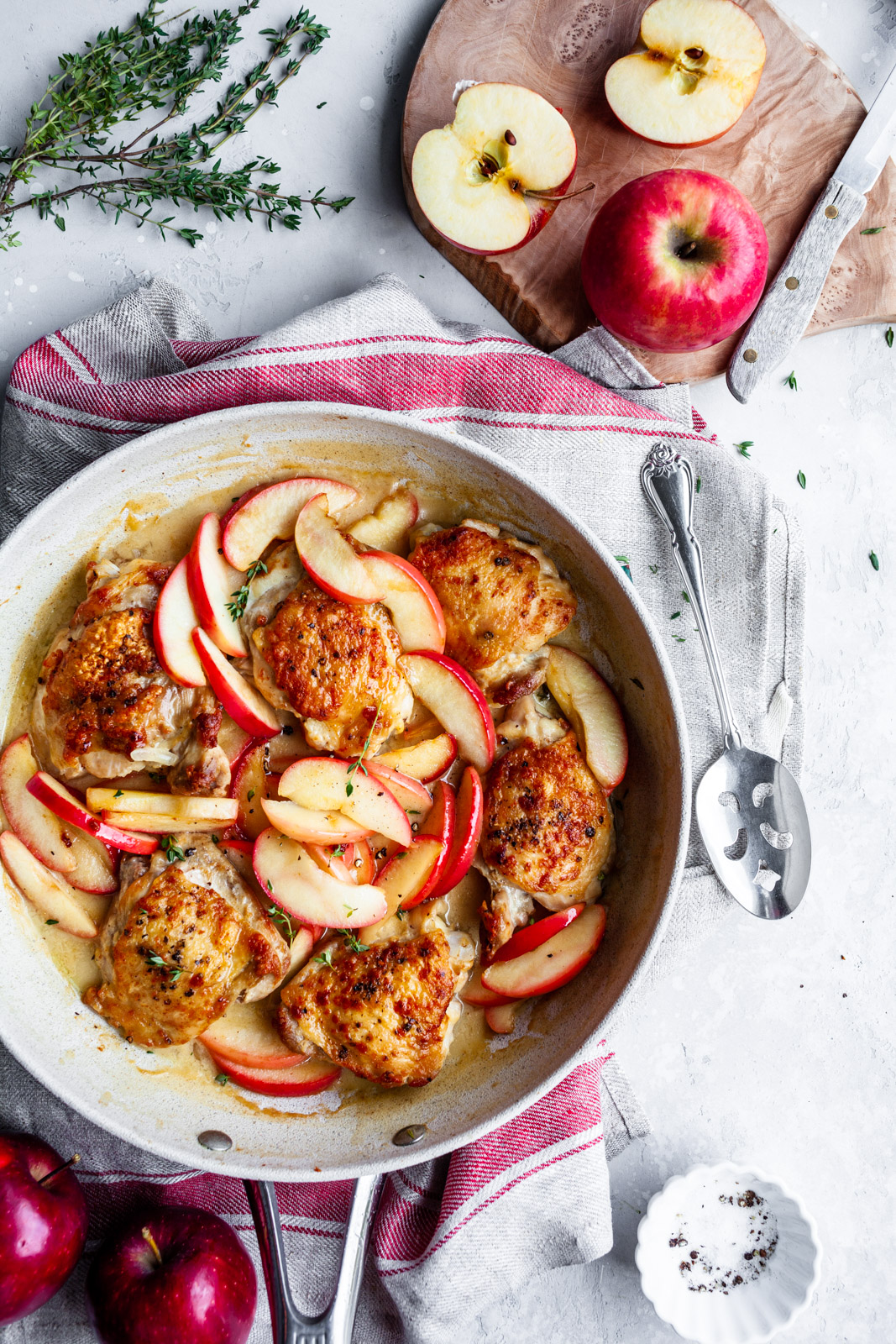 Cider Braised Chicken Thighs With The Creamiest Cauliflower Mash