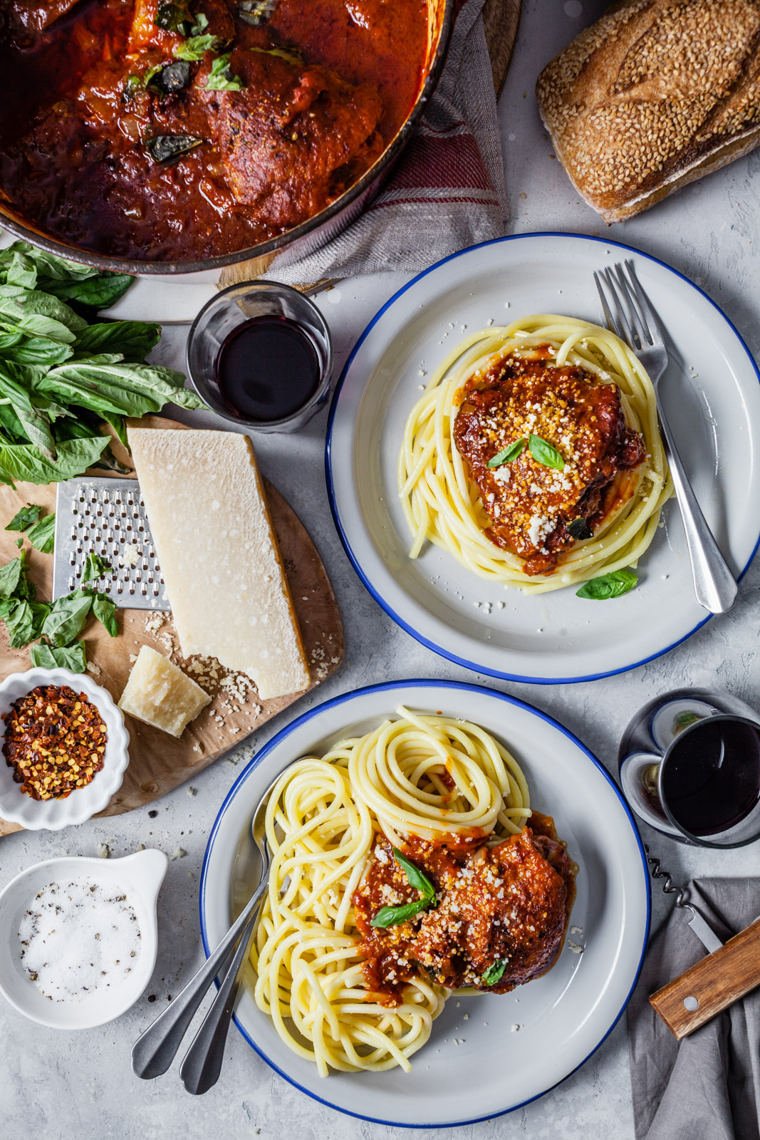 Greek Corfu Chicken and Bucatini (Pastitsada Korfiatiki)