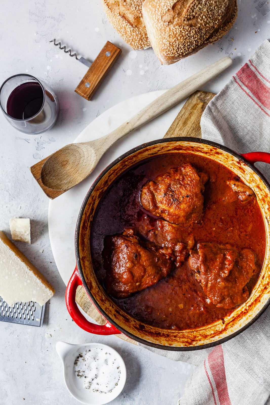 Greek Corfu Chicken and Bucatini (Pastitsada Korfiatiki)