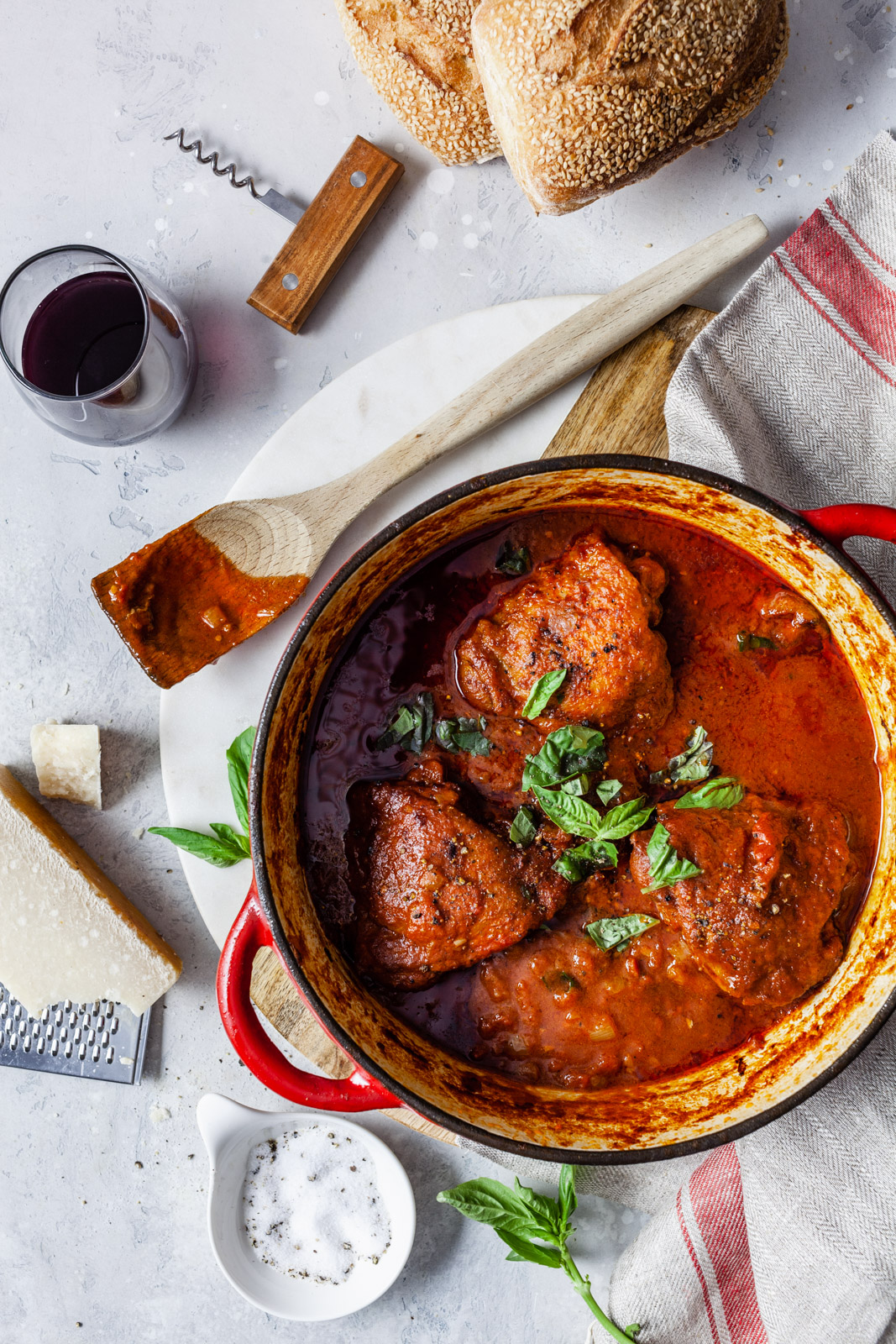 Greek Corfu Chicken and Bucatini (Pastitsada Korfiatiki)