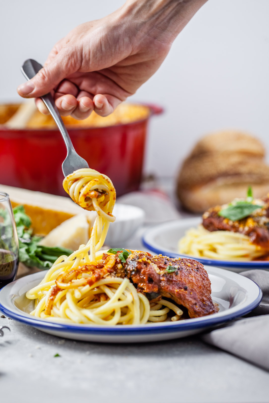 Greek Corfu Chicken and Bucatini (Pastitsada Korfiatiki)