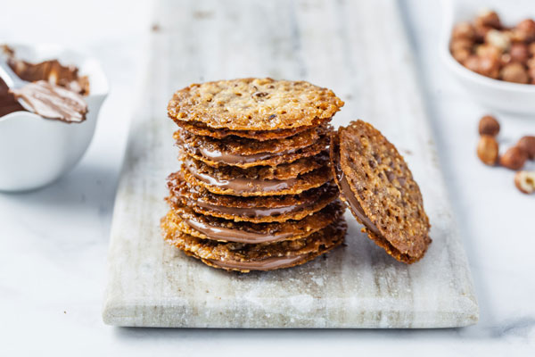 Chocolate Hazelnut Florentine Cookies (Lace Cookies)