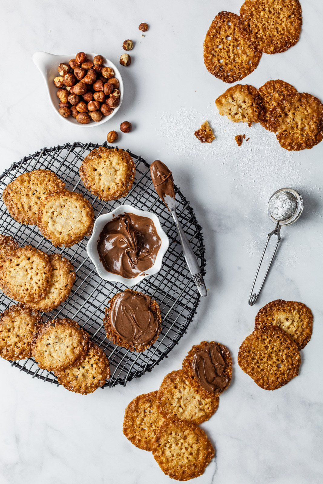 Chocolate Hazelnut Florentine Cookies (Lace Cookies)