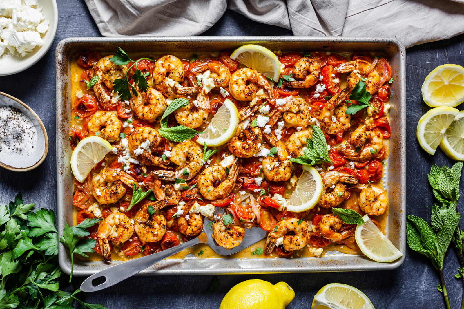 Baked Greek Shrimp Skillet with Feta (Shrimp Saganaki) - Kalefornia Kravings