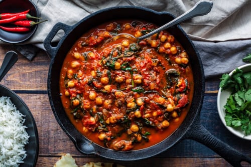 Curried Chickpeas With Spinach and Tomatoes