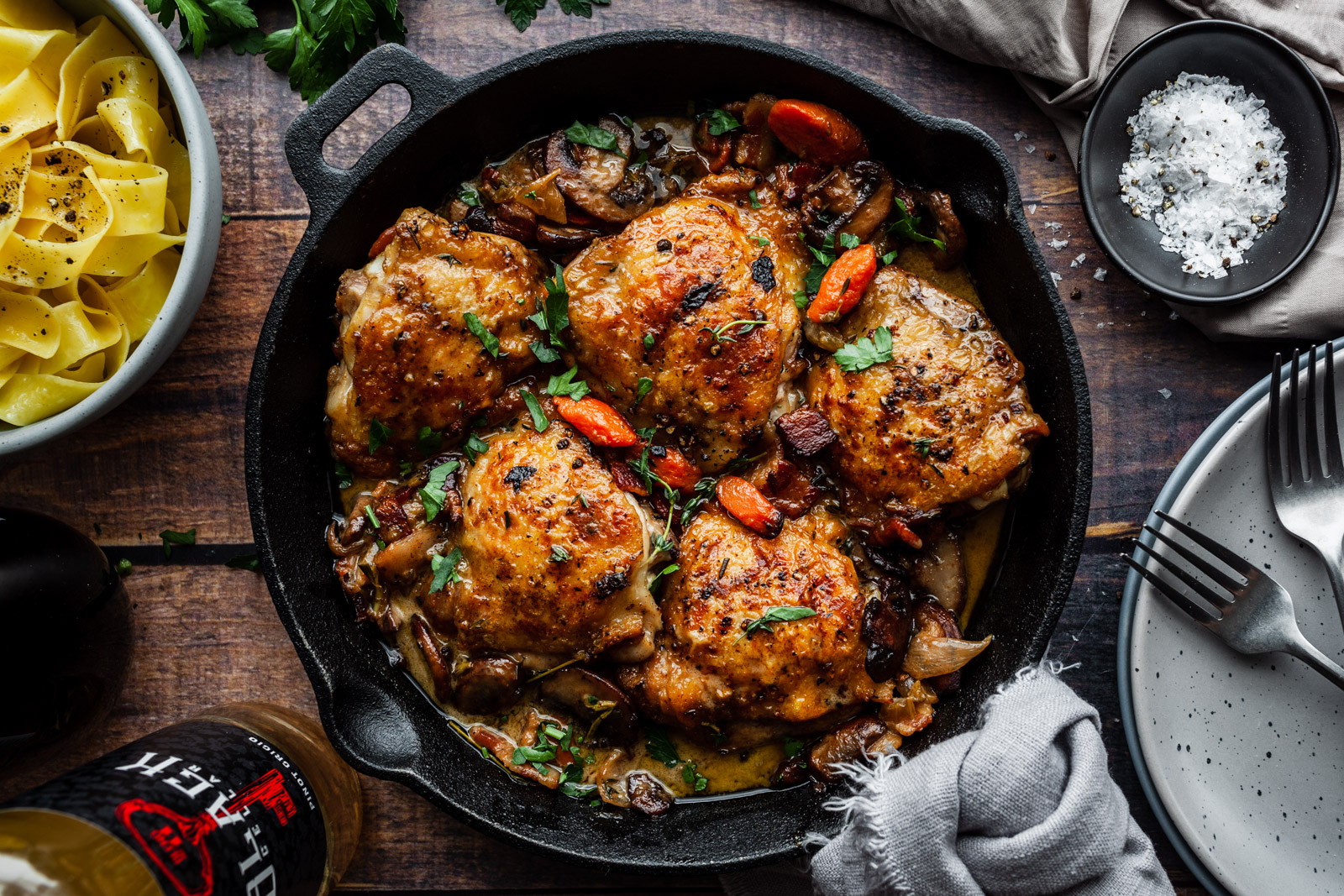 Quick One Pan Coq Au Vin Blanc