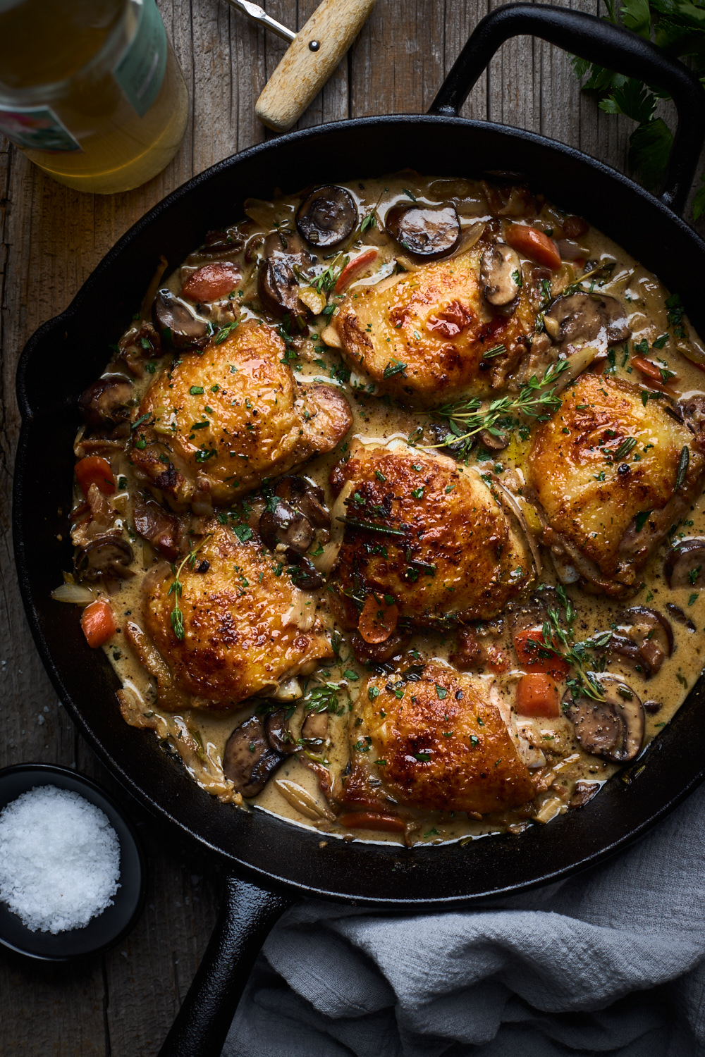 Quick One Pan Coq Au Vin Blanc