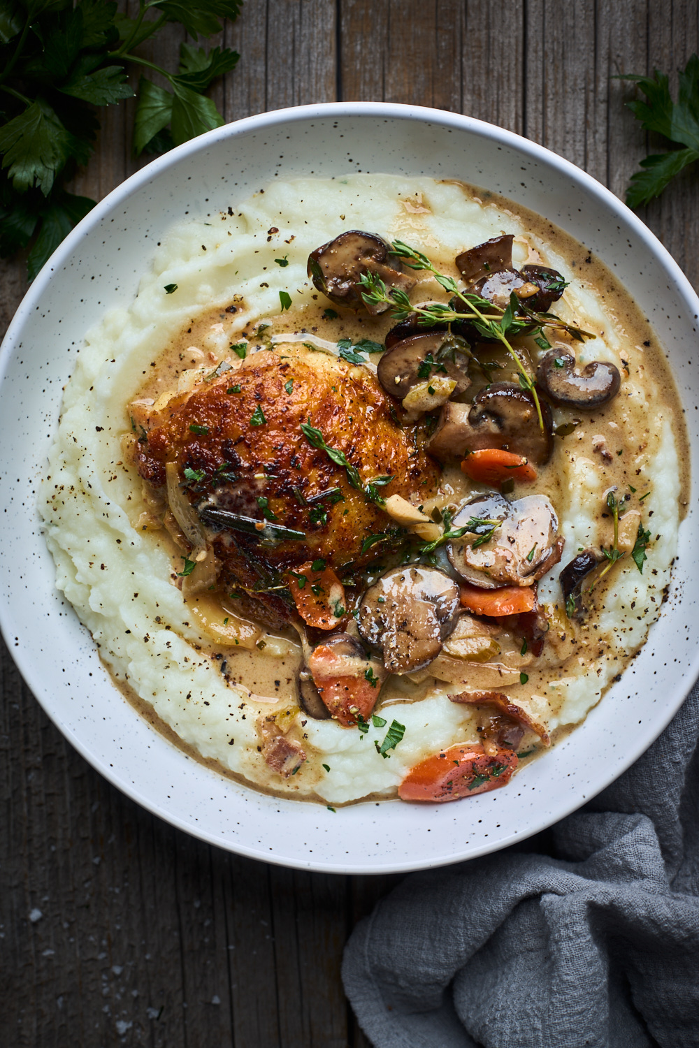 Quick One Pan Coq Au Vin Blanc