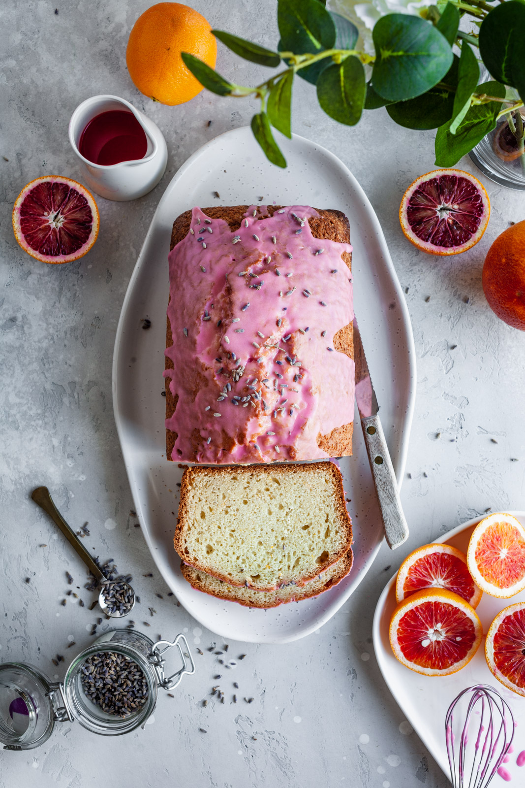 Glazed Blood Orange and Lavender Loaf