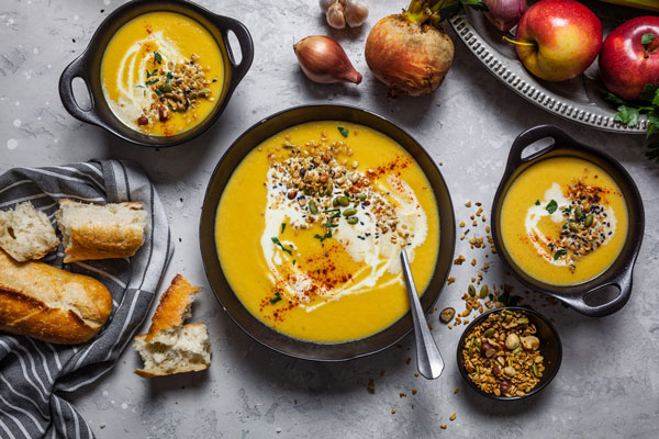 Creamy Roasted Golden Beet And Apple Soup