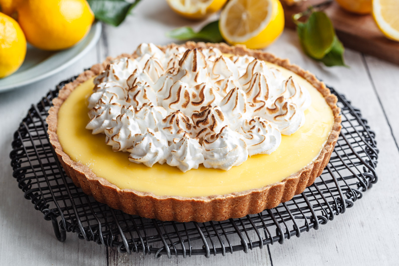 Gluten Free Lemon Custard Cream Tart With Swiss Meringue