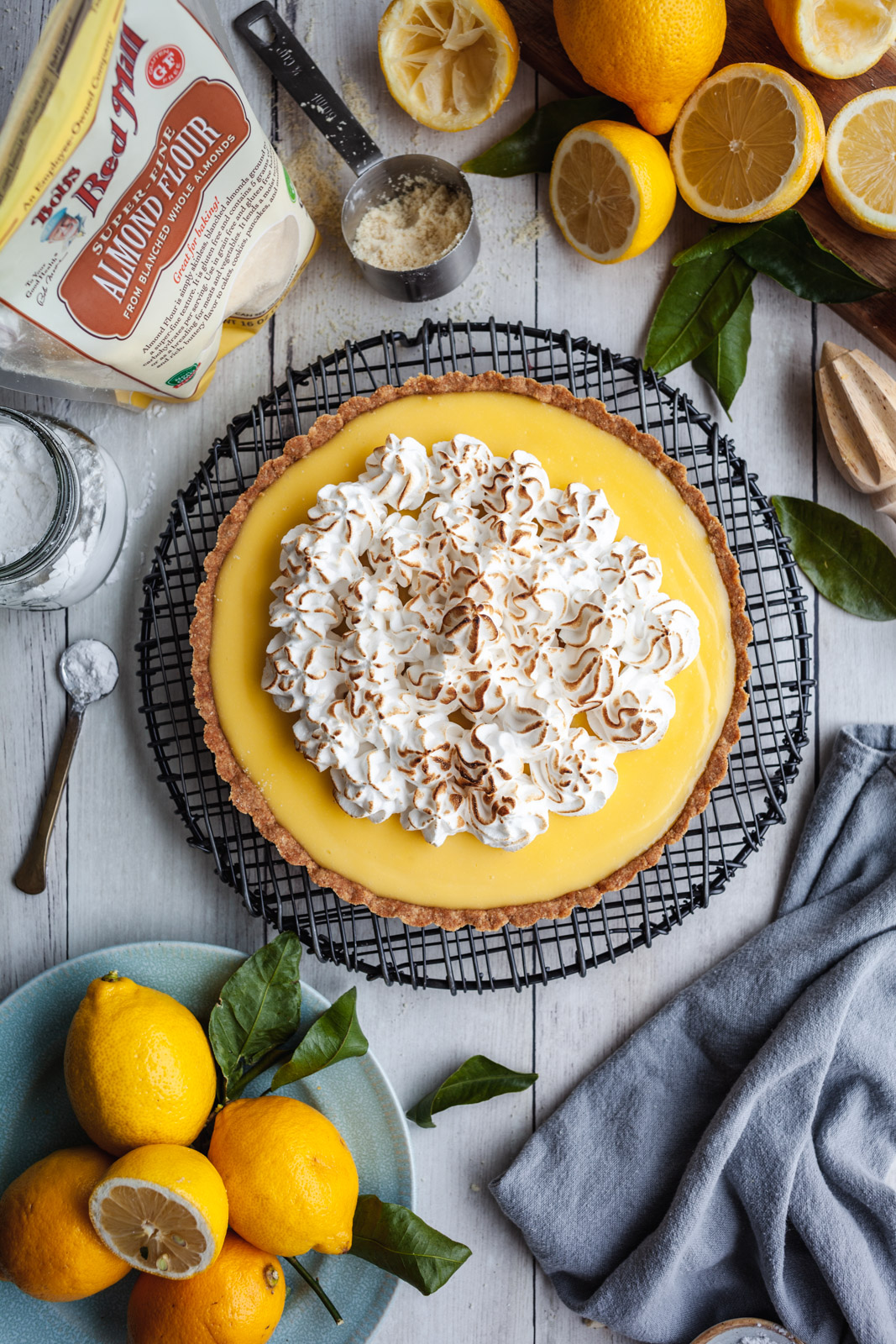 Gluten Free Lemon Custard Cream Tart With Swiss Meringue