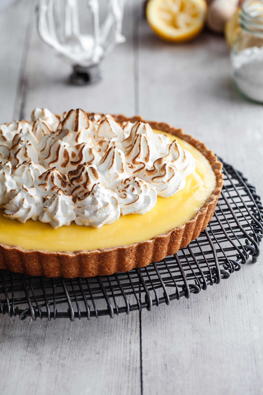 Gluten Free Lemon Custard Cream Tart With Swiss Meringue