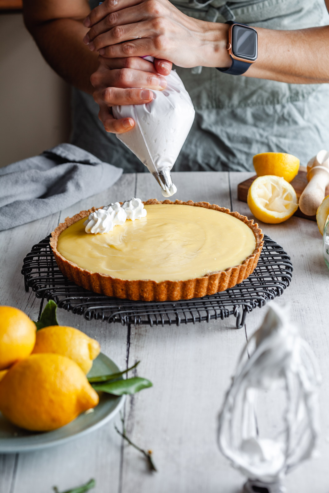 Gluten Free Lemon Custard Cream Tart With Swiss Meringue