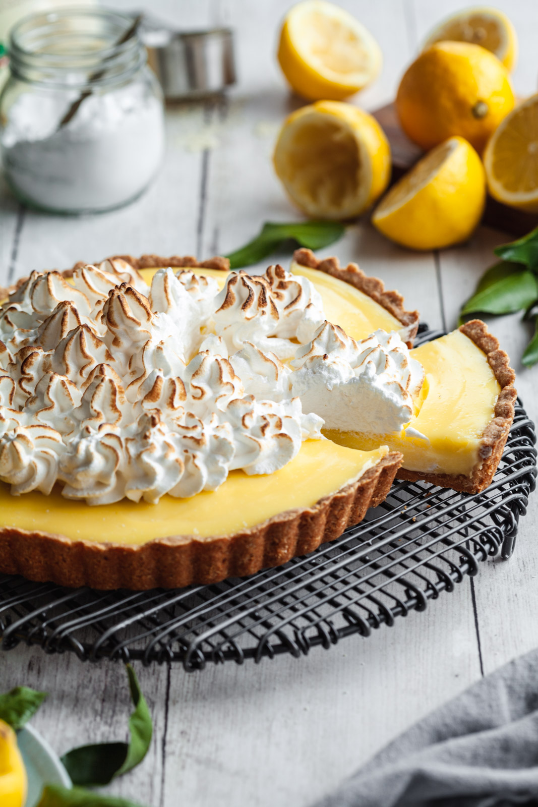 Gluten Free Lemon Custard Cream Tart With Swiss Meringue