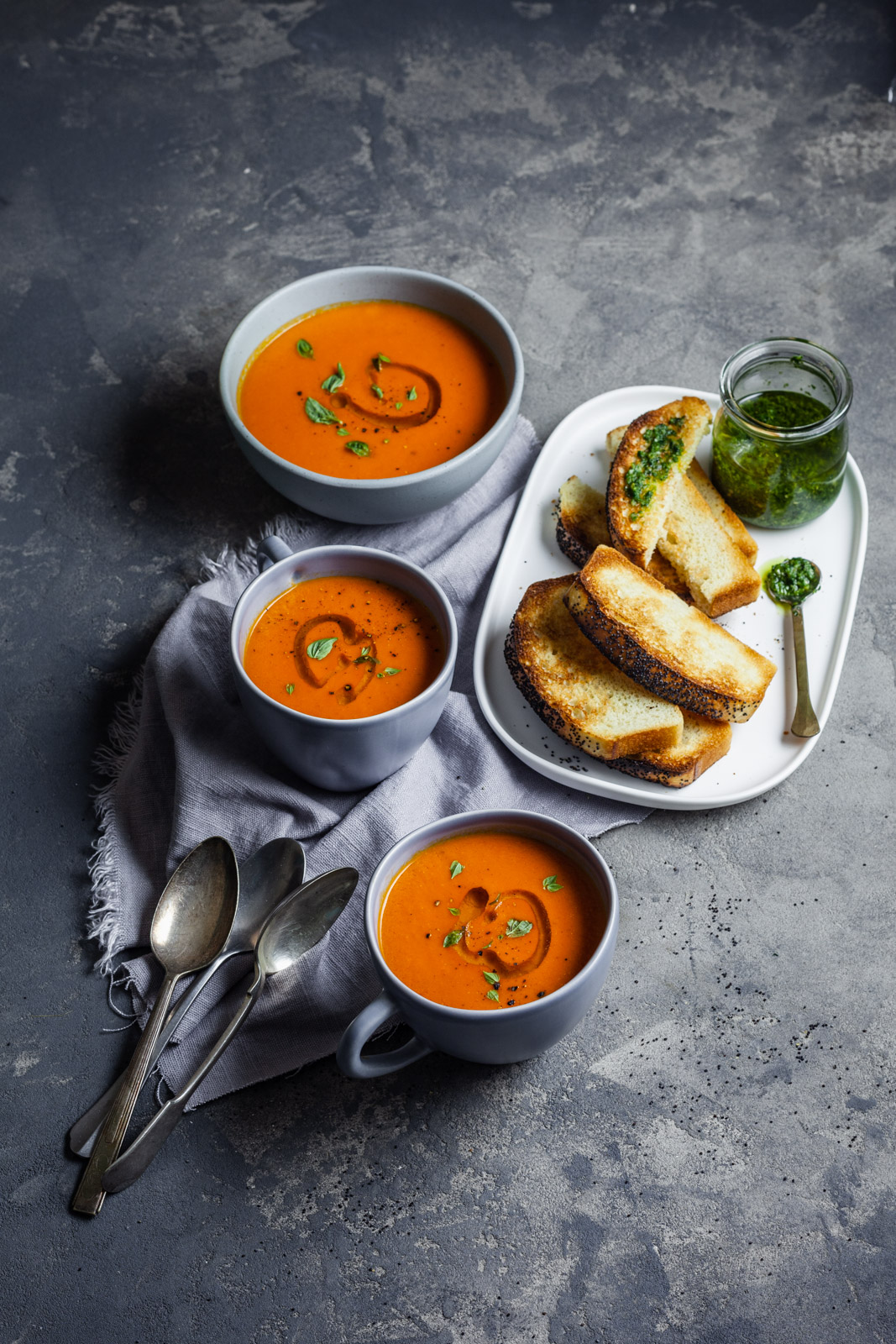 Classic Roasted Tomato And Sweet Pepper Soup With Swedish Poppy Seed Bread