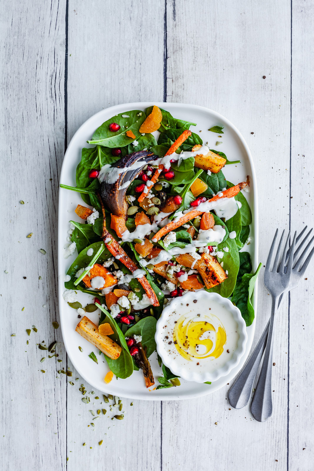 Moroccan Style Roasted Vegetable Salad With a Tahini Dressing